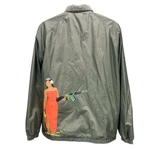 RVCA Men’s M Olive Green Coach Jacket Artist‎ Network Program Graphic Back